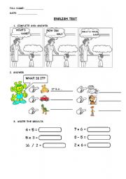 English Worksheet: Simple questions, what is it?, numbers 1 - 15, colours, toys, is it a ...?, schools objects 