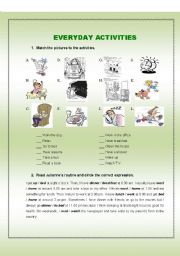 English worksheet: EVERYDAY ACTIVITIES