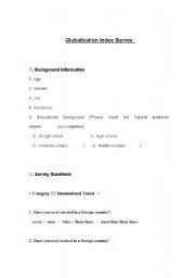 English worksheet: Globalization Index Survey