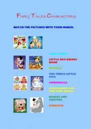 English worksheet: Fairy Tales Characters Matching