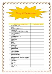 English Worksheet: Slang and Expression