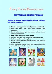 English Worksheet: Fairy Tales Matching Descriptions