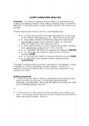 English Worksheet: 3 Step Character Analysis