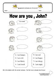 English Worksheet: How are you, John?