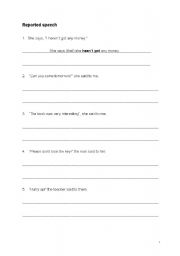 English worksheet: Reported Speech