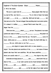 English Worksheet: Solor System