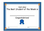 English Worksheet: Certificate of Excellence