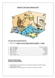English Worksheet: THE FLOOR NEEDS TO BE WASHED /THE BATROOM NEEDS WASHING