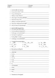 English Worksheet: AUXILIAR EXERCISE