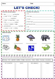 English worksheet: Lets check! test    2 pages
