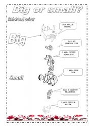 English Worksheet: Big or smalll and sea animals for the little ones