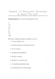 English Worksheet: Personal Pronouns