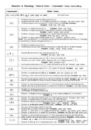 English Worksheet: Phonetics & Phonology   (HINTS ON CONSONANTS)