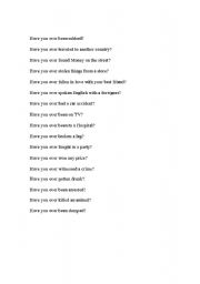 English Worksheet: Have you ever...