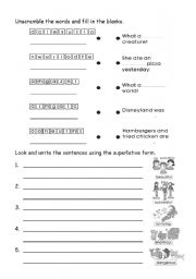 English worksheet: sperlative