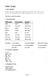 English worksheet: FIRST CLASS