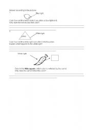 English worksheet: light