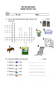 English worksheet: Furniture and appliances