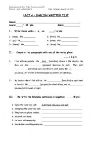 English Worksheet: Simple present test