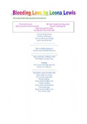 English worksheet: Bleeding Love (Leona Lewis)