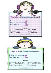English Worksheet: verb to be present and past and personal pronouns, 