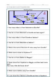 English worksheet: reading the map