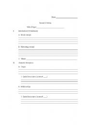 English worksheet: Research Outline