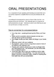 English Worksheet: Oral Presentation Outline