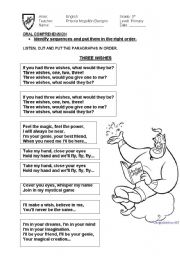 English Worksheet: Three wishes