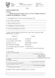 English worksheet: Zero conditional