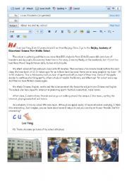 English Worksheet: An e-mail from a Chinese student