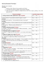 English Worksheet: Summary Discussion Techniques