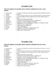 English Worksheet: Personality Traits