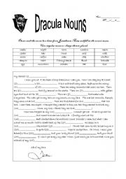 English Worksheet: Dracula Nouns