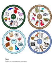 English Worksheet: Letter Wheels U - X Part 4 of a set (One wheel for each letter of the alphabet)