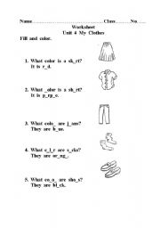 English worksheet: Fill  and Color