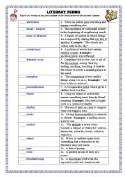 English Worksheet: Literary terms