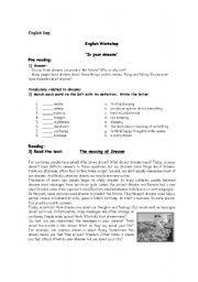 English worksheet: the meaning of dreams
