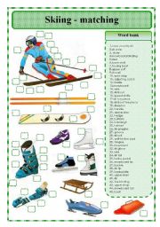 English Worksheet: Skiing - matching exercise