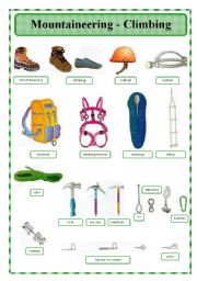 English Worksheet: Mountaineeringa and Climbing - pictionary