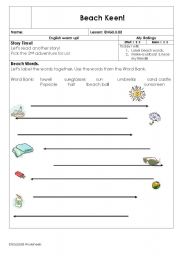 English Worksheet: on the beach