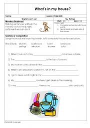English Worksheet: rooms in a house