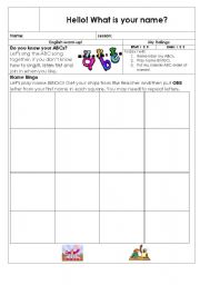 English Worksheet: Hello! Whats your name?