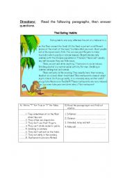 English Worksheet: Thai Eating Habits