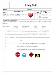 English worksheet: Safety 