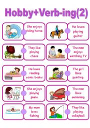 English Worksheet: Hobby+Verb -ing