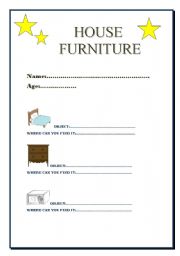 English worksheet: House furniture