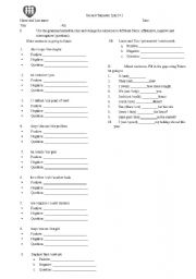 English Worksheet: future going to quiz
