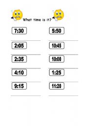 English worksheet: Tell the time 