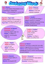 English Worksheet: confusing words (2 pages + key)